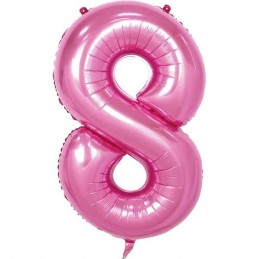 86cm Pink Number Balloon (8) - Inflated