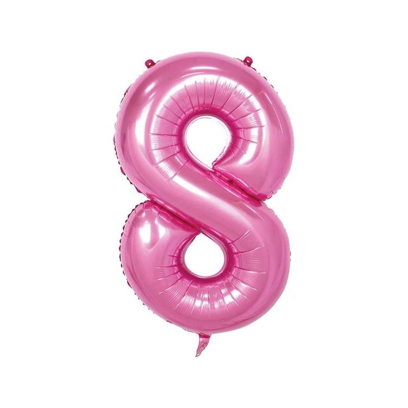 86cm Pink Number Balloon (8) - Inflated