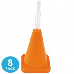 Construction Cone Novelty Cups with Straw (Pack of 8)