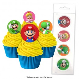 Super Mario Wafer Cupcake Toppers (Pack of 16)