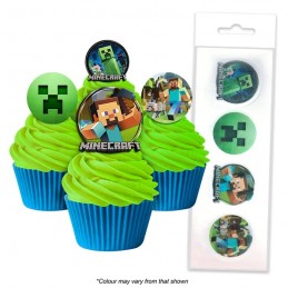 Minecraft Wafer Cupcake Toppers (Pack of 16)