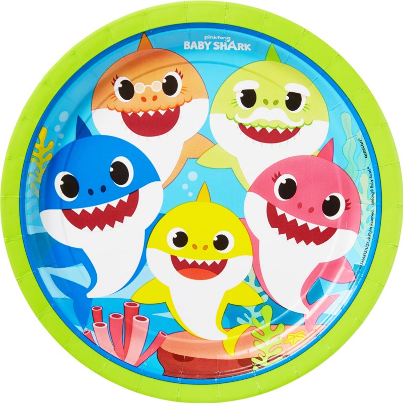 Baby Shark Large Paper Plates Pack Of
