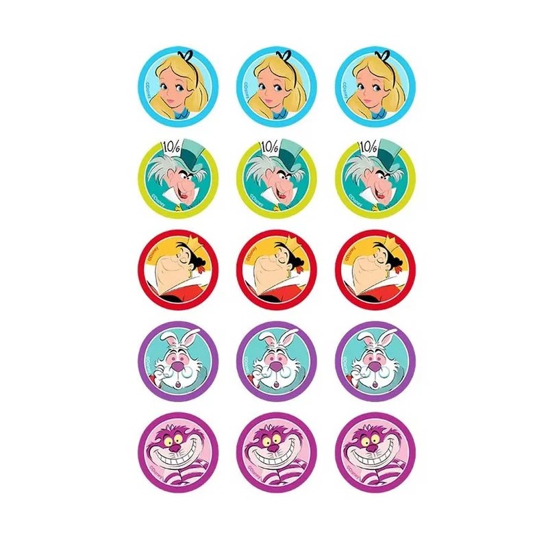 Alice in Wonderland Cupcake Icing Decorations (Pack of 15)