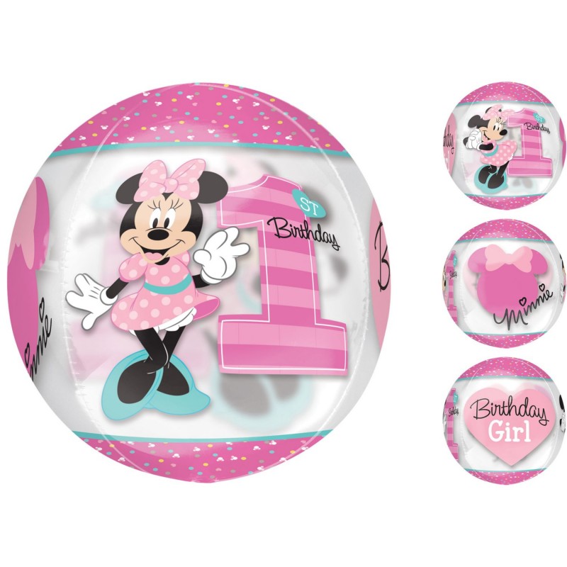 See-Thru Minnie Mouse 1st Birthday Orbz Balloon