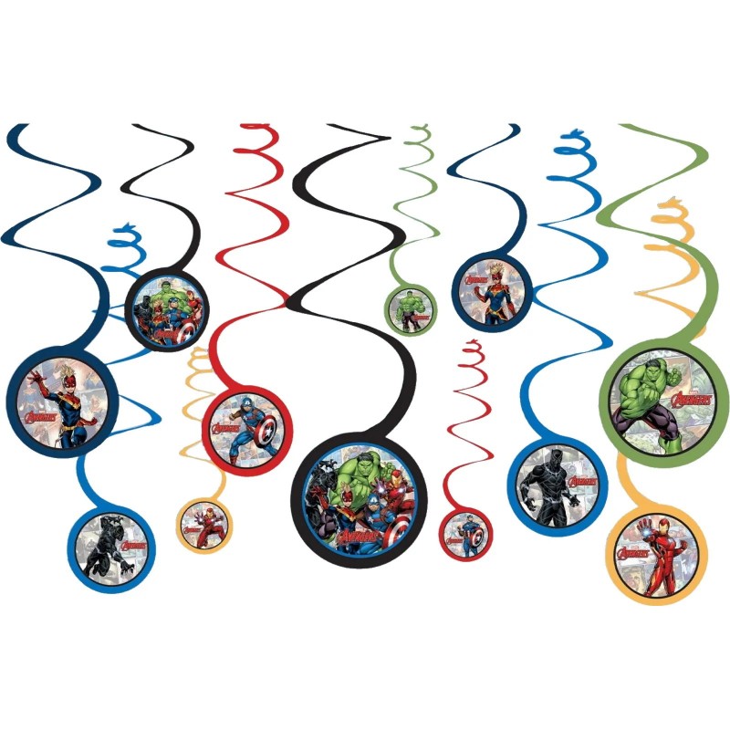 Marvel Avengers Swirl Decorations (Pack of 12)