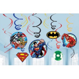Justice League Swirl Decorations (Set of 12)