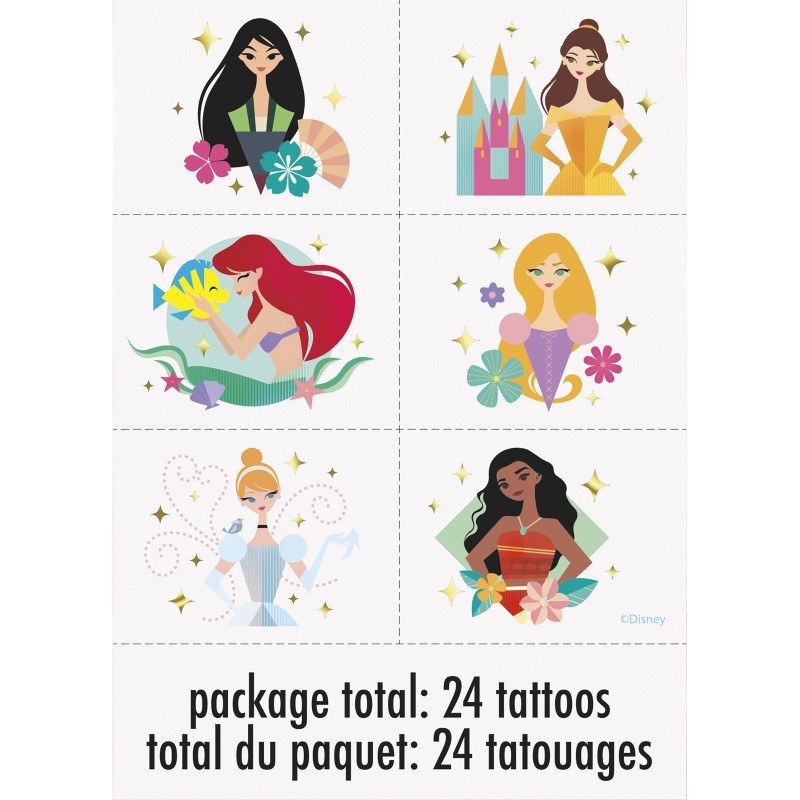 Disney Princess Tattoos (Set of 24) | Disney Princess Party Supplies | Who  Wants 2 Party