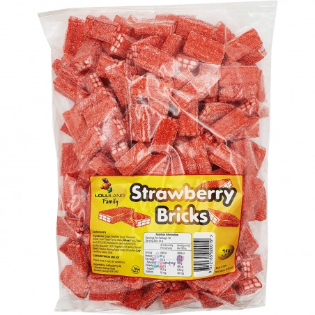 Strawberry Bricks Candy (1kg) | Halal Lollies | Who Wants 2 Party