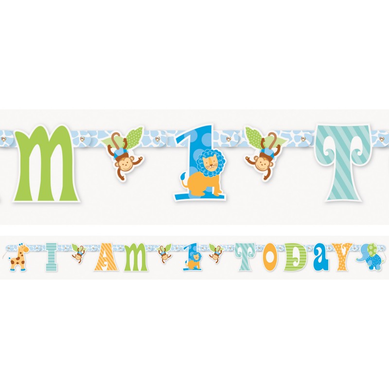 Blue Jungle Safari 1st Birthday Banner Blue Jungle Safari 1st Birthday Banner