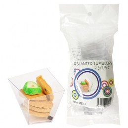 Mini Plastic Slanted Tumbler Dessert Cups (Pack of 12)