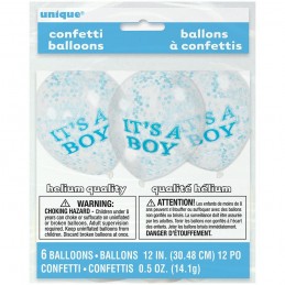 Baby Shower It's A Boy Confetti Balloons (Pack of 6)