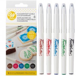 Wilton Edible Extra Fine Coloured Markers FoodWriter Pens (Set of 5)