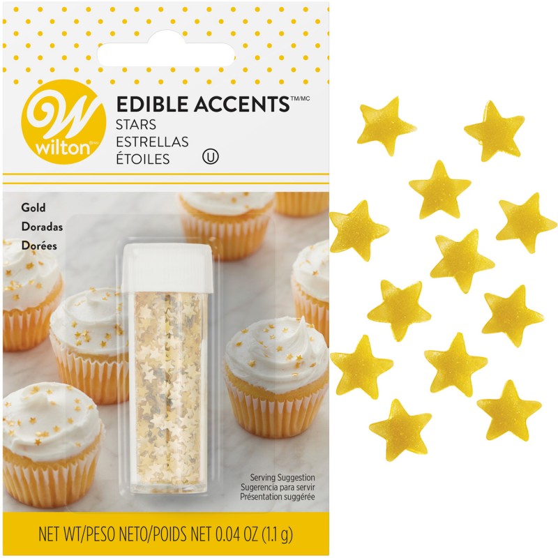 Wilton Edible Accents, Gold Stars - 0.04 oz total