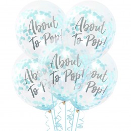 Blue About to Pop Confetti Balloons (Pack of 5)