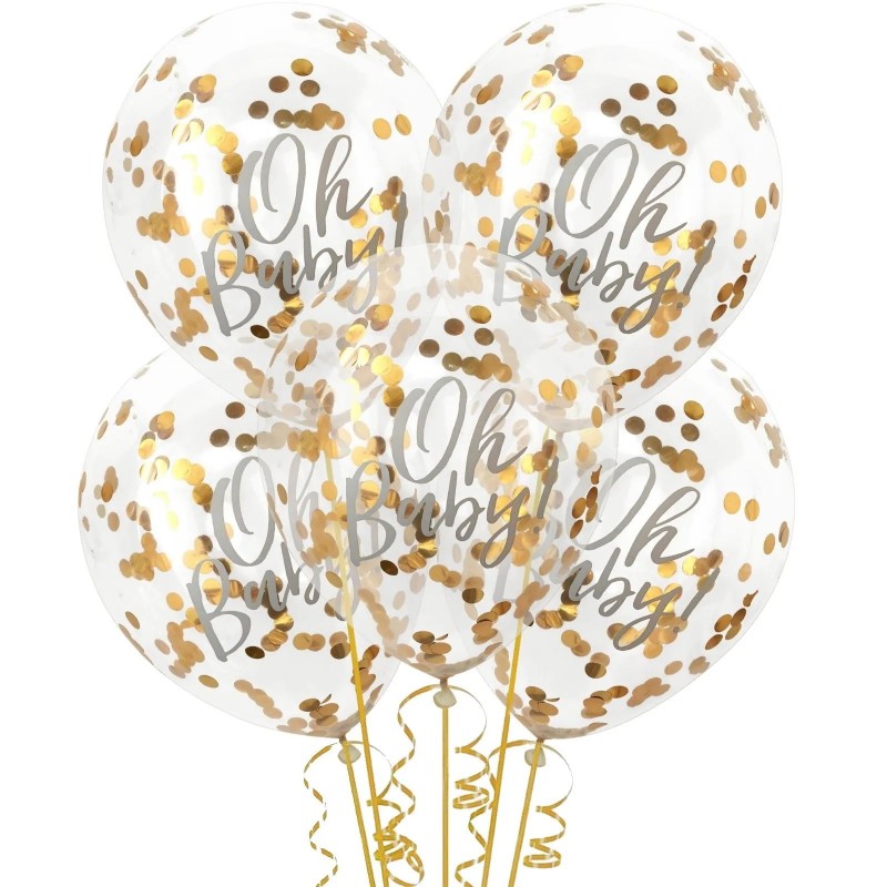 Baby Shower Oh Baby Confetti Balloons (Pack of 5)