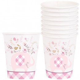 Pink Baby Elephant Paper Cups (Pack of 8)