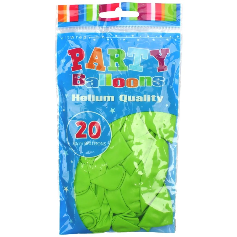 30cm Light Green Latex Balloons (Pack of 20) | Green Party Supplies ...