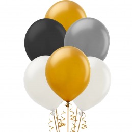Black Gold & Silver Metallic Balloons (Pack of 20)