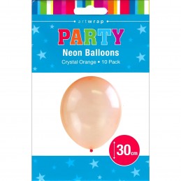 30cm Neon Crystal Orange Balloons (Pack of 10)
