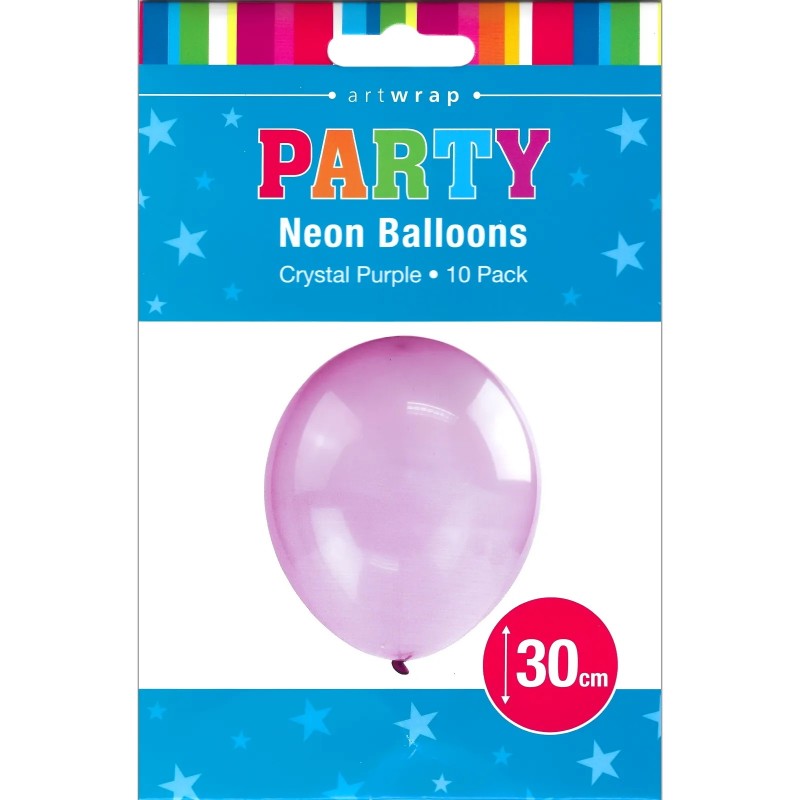 30cm Neon Crystal Purple Balloons (pack Of 10) 