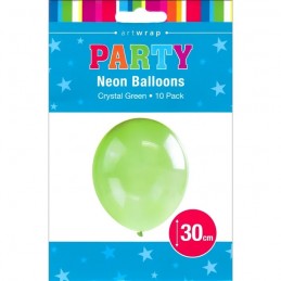 30cm Neon Crystal Green Balloons (Pack of 10)