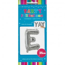 Silver Letter E Balloon 35cm