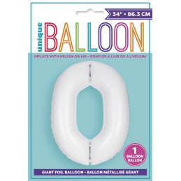 Matte White Number 0 Balloon 86cm