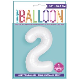 Matte White Number 2 Balloon 86cm