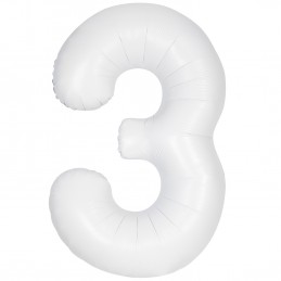 Matte White Number 3 Balloon 86cm
