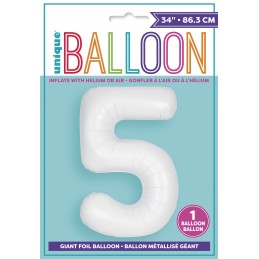 Matte White Number 5 Balloon 86cm