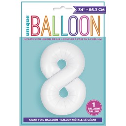 Matte White Number 8 Balloon 86cm