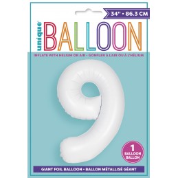 Matte White Number 9 Balloon 86cm