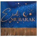 Gold Eid Mubarak Fringe Napkins (Pack of 16)