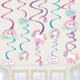 Enchanted Unicorn Swirl Decorations (Pack of 12)