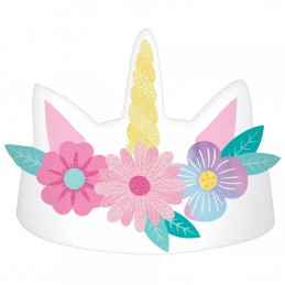 Glittered Enchanted Unicorn Paper Crowns (Pack of 8)