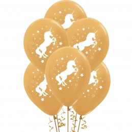 Gold Unicorn Balloons (Pack of 6)
