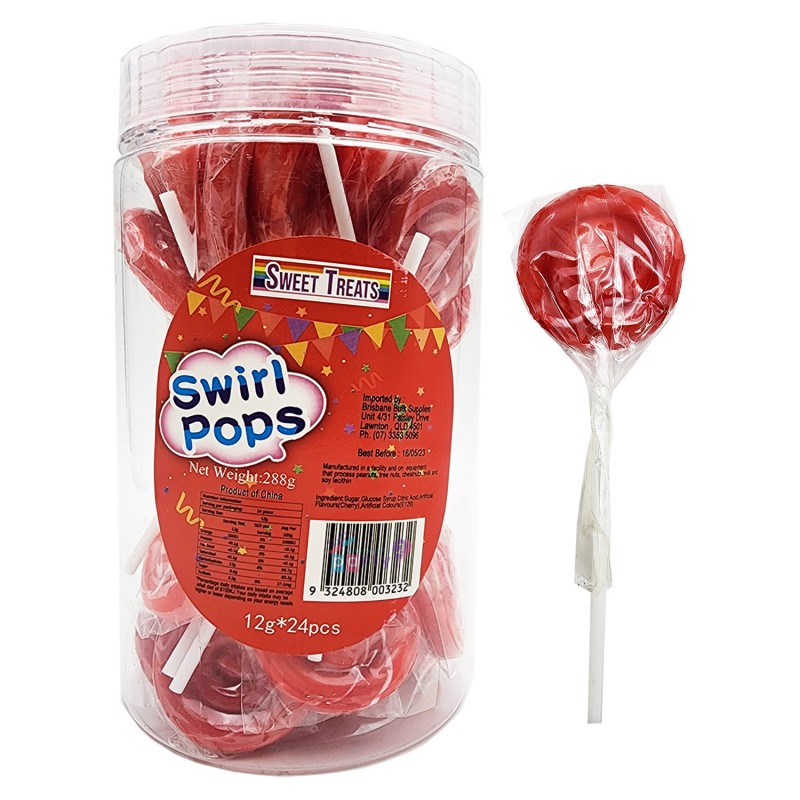 Red Swirl Lollipops (24 Pack)