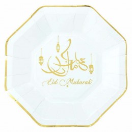 Eid Mubarak Large Paper Plates (Pack of 8)