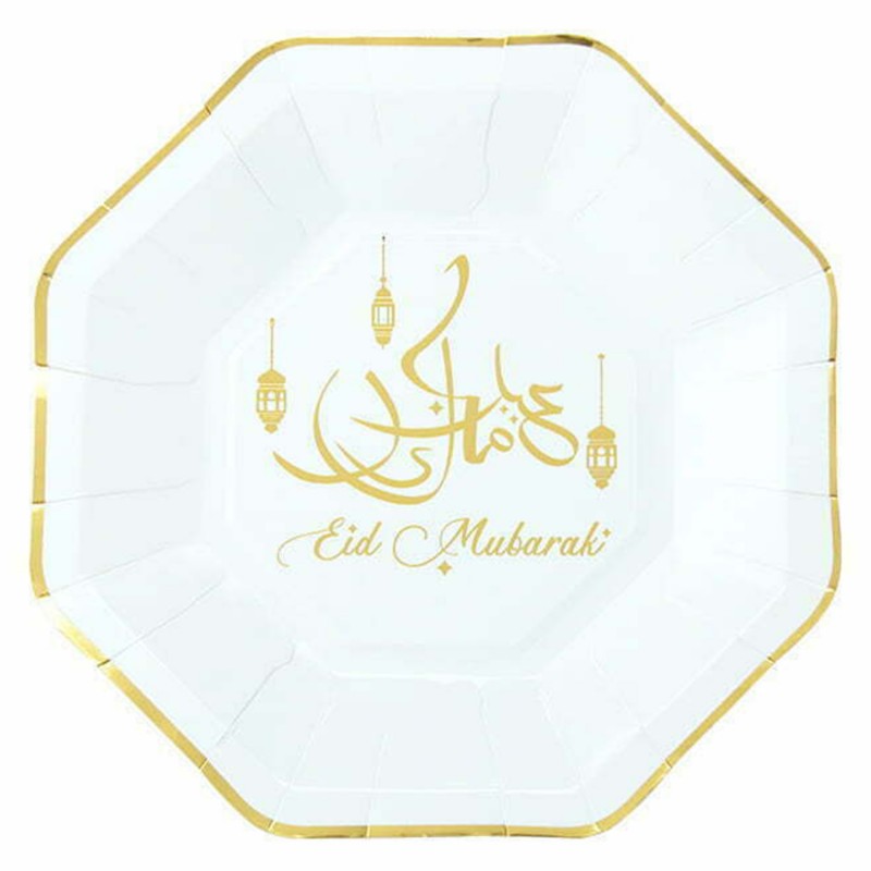 Eid Mubarak Large Paper Plates (Pack of 8)