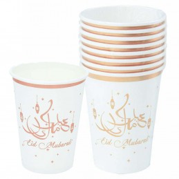 Rose Gold Eid Mubarak Paper Cups (Pack of 8)