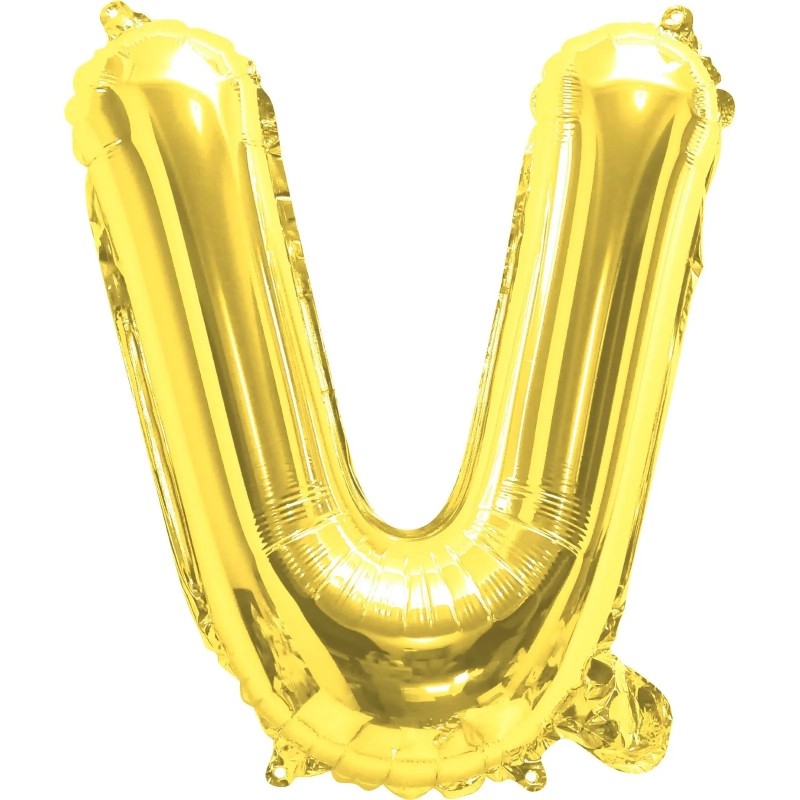 Gold Letter V Balloon 35cm