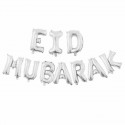 40cm Silver Eid Mubarak Letter Balloon Banner
