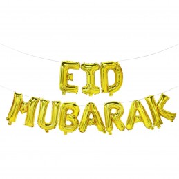 40cm Gold Eid Mubarak Letter Balloon Banner