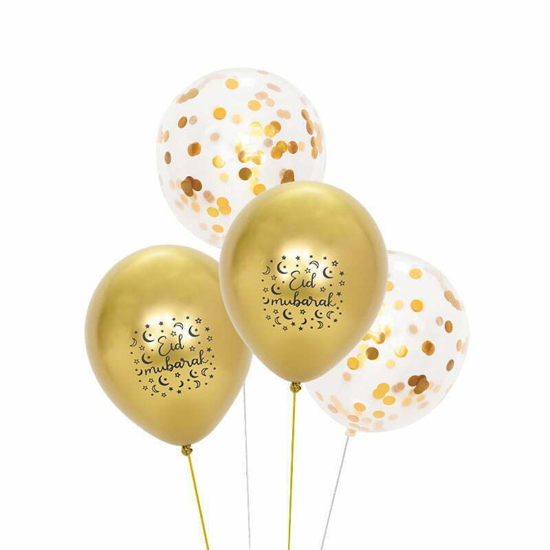 Gold Eid Mubarak Balloons (Pack of 6)
