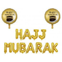 Gold Hajj Mubarak Letter Balloon Banner Kit