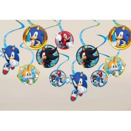 Sonic the Hedgehog Swirl Decorations (Pack of 12)