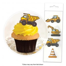 Construction Trucks Wafer Cupcake Toppers (Pack of 16)