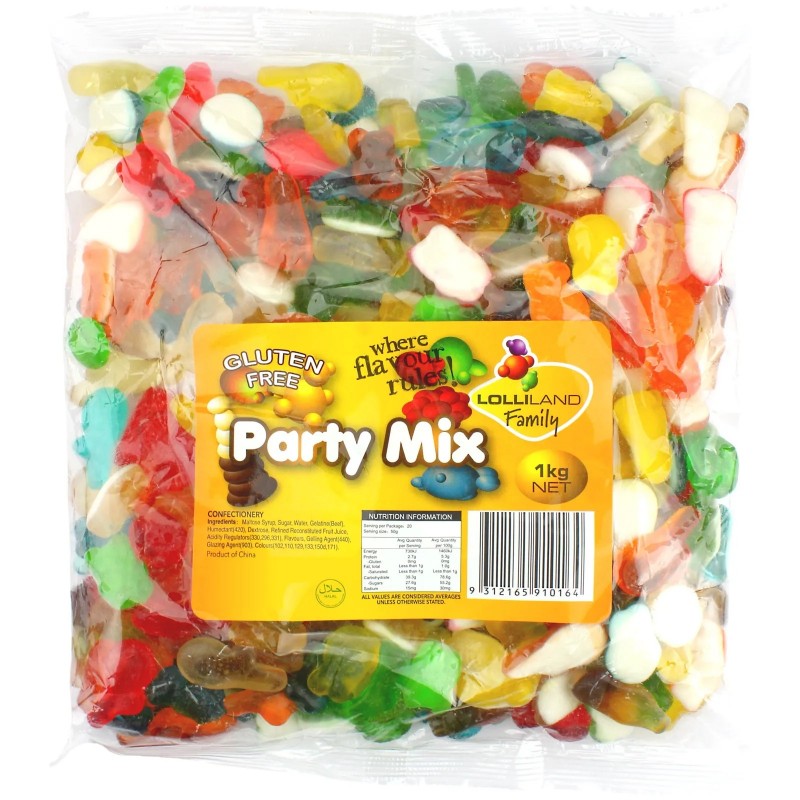 Gummy Party Mix Lollies (1kg) | Halal Lollies | Bulk Candy, Lollies ...