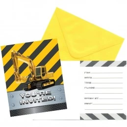 Construction Zone Party Invitations (Pack of 8) | Construction