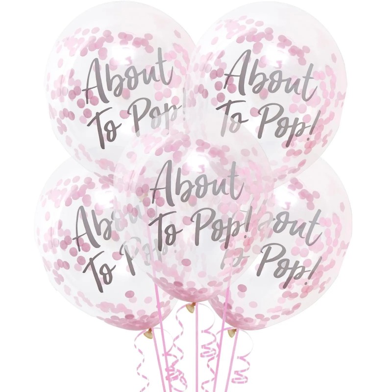 Pink About to Pop Confetti Balloons (Pack of 5)
